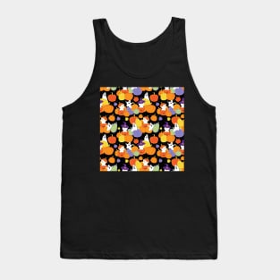 Halloween Pumpkins Cats and Ghosts Colorful Pattern Tank Top